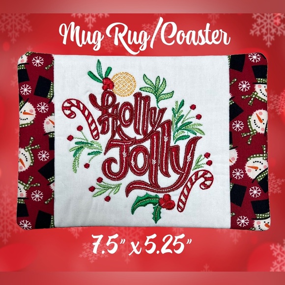 Hand Crafted Mug Rug Coaster Embroidered Cotton Fabric Padded Absorbs Liquid - Picture 4 of 8